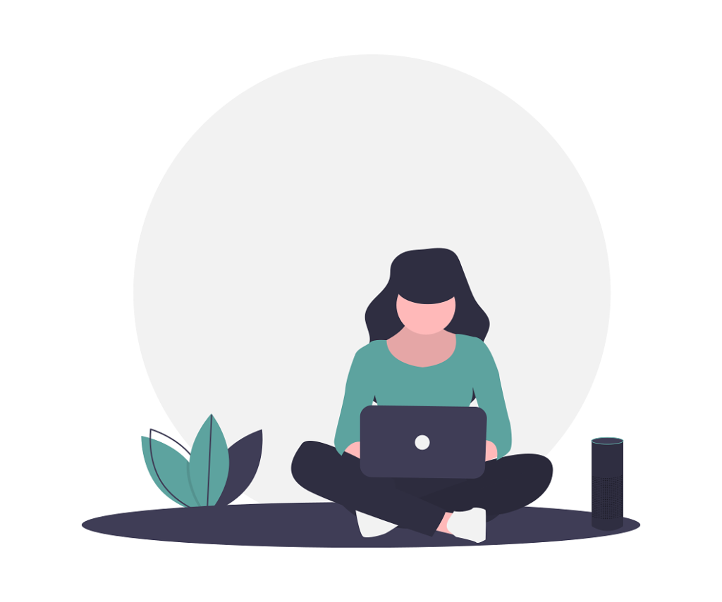 woman working on a laptop computer illustration