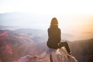 Girl on mountain, be present, just be, being, mindfullness